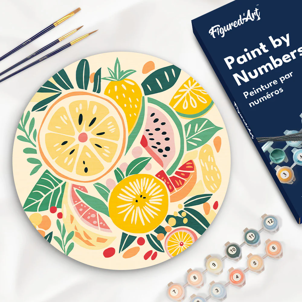 Paint by numbers on Wood Slice - Fruits