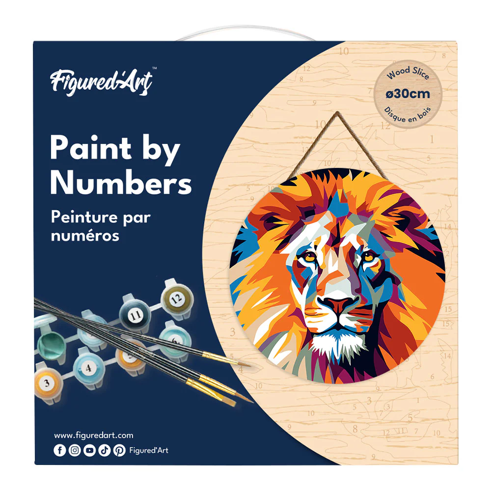 Paint by numbers on Wood Slice - Lion - Image 4
