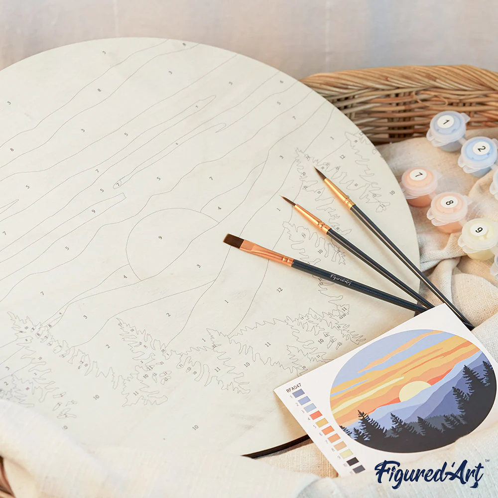 Paint by numbers on Wood Slice - Morning Coffee - Image 9