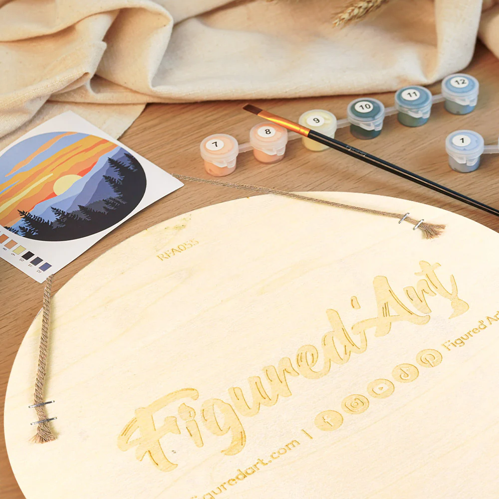Paint by numbers on Wood Slice - Penguin Family in Snow - Image 8