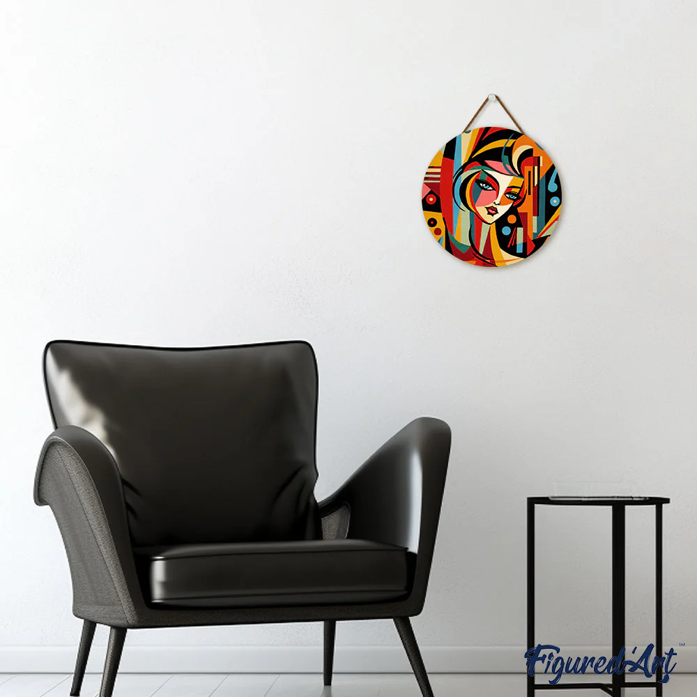 Paint by numbers on Wood Slice - Picasso Style Abstract Woman - Image 3