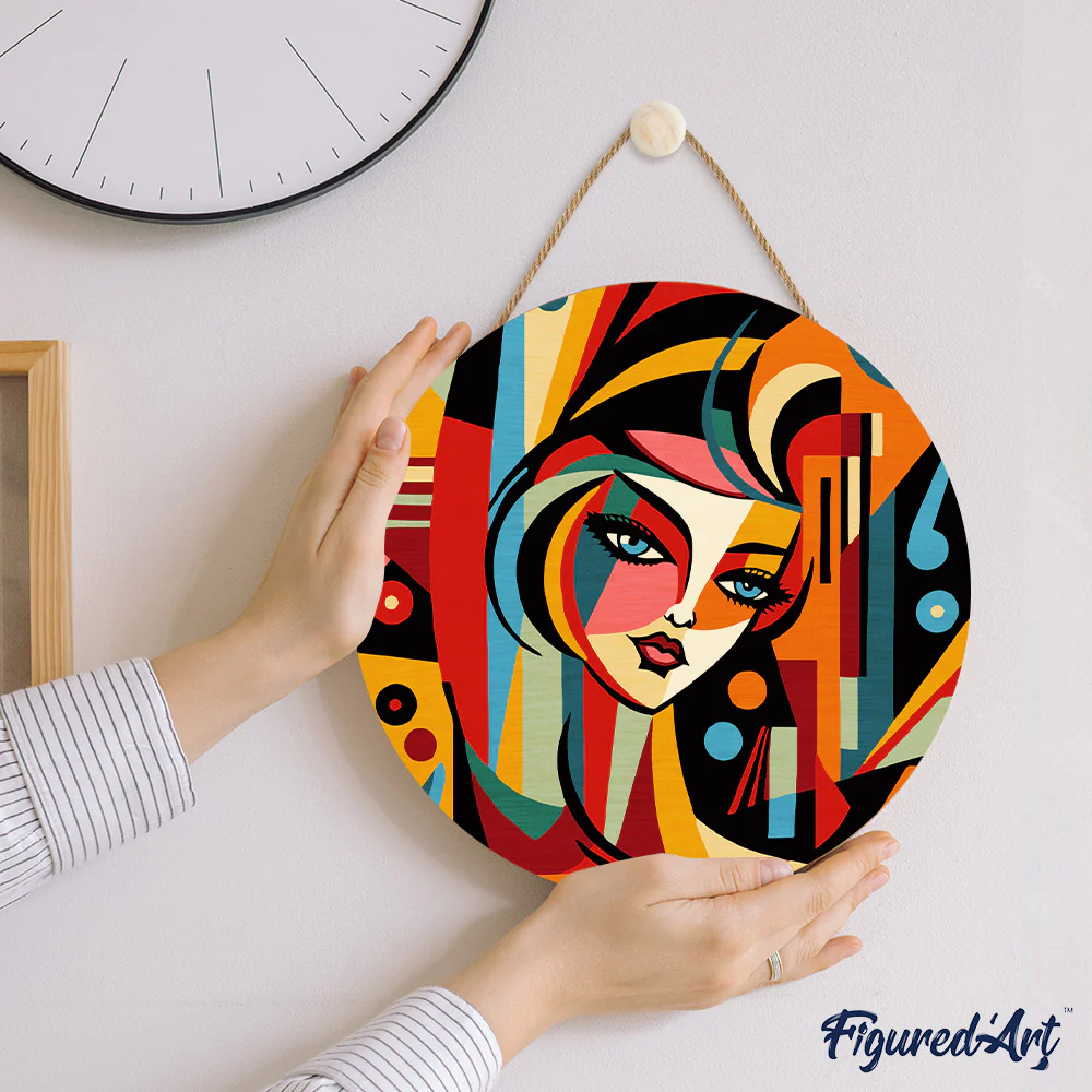 Paint by numbers on Wood Slice - Picasso Style Abstract Woman - Image 7