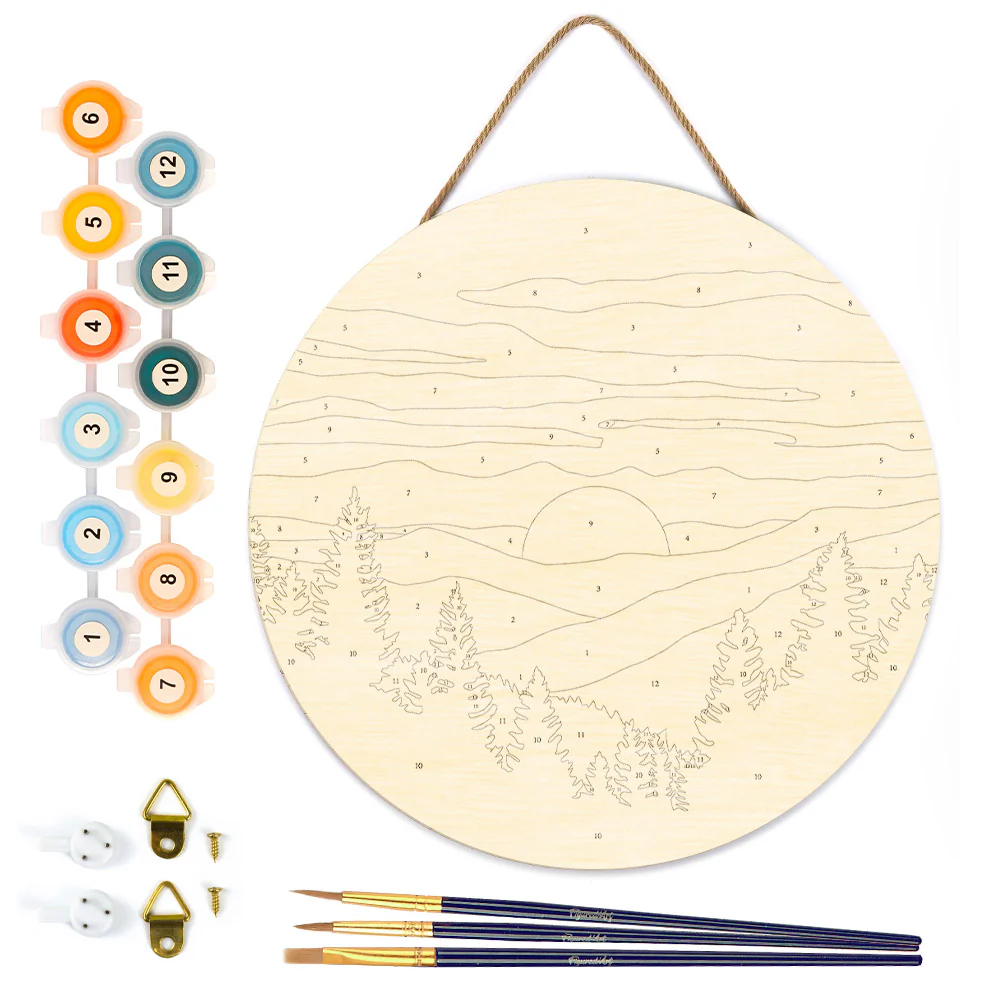 Paint by numbers on Wood Slice - Pine Forest - Image 5