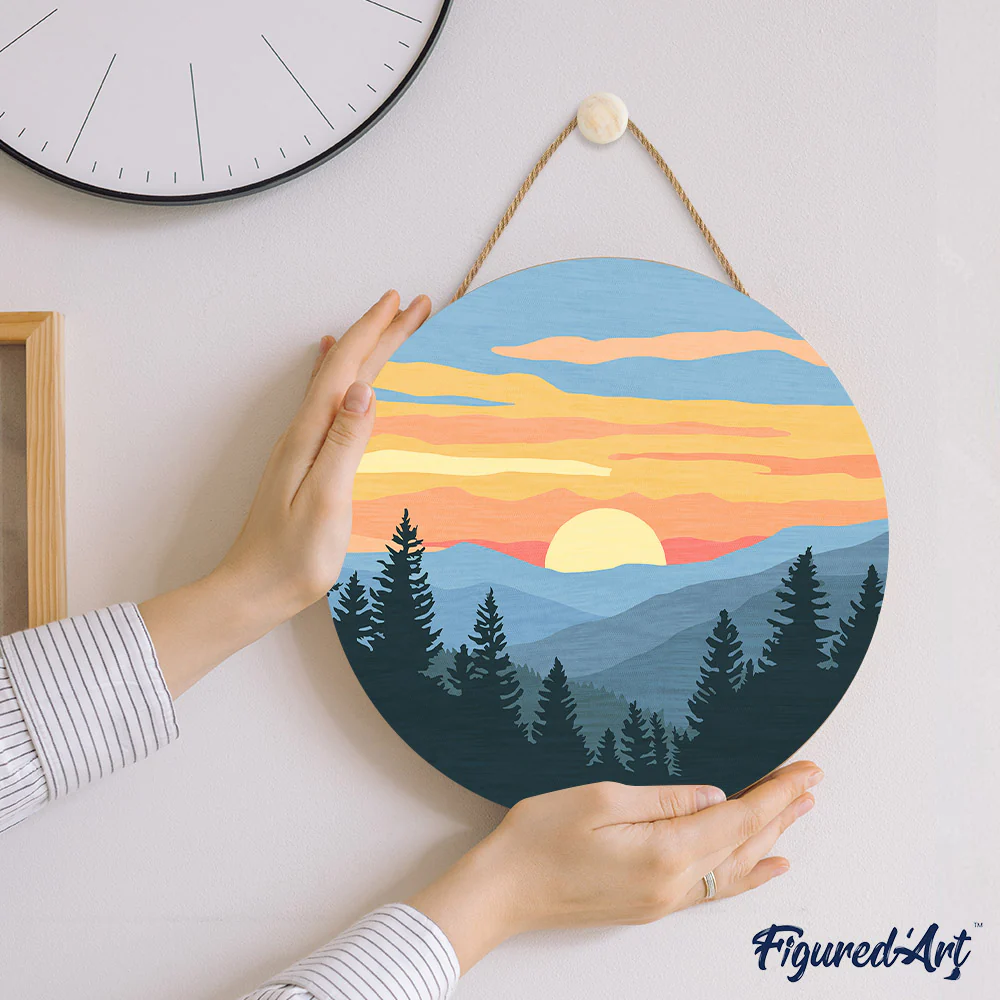Paint by numbers on Wood Slice - Pine Forest - Image 7