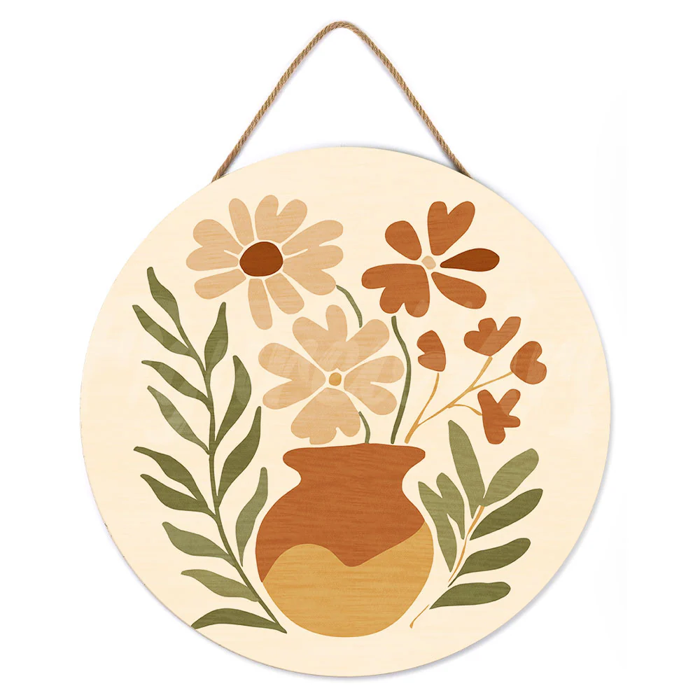 Paint by numbers on Wood Slice - Pot of Flowers - Image 2