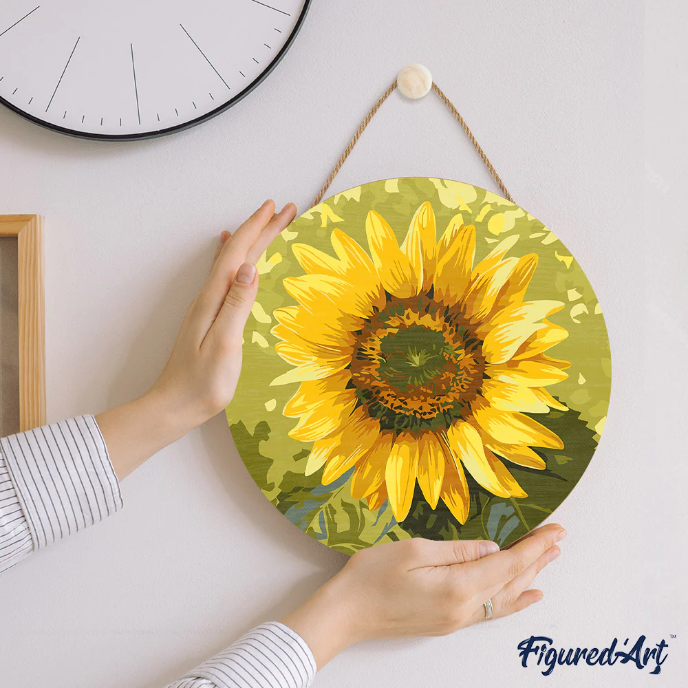 Paint by numbers on Wood Slice - Sunflower - Image 7