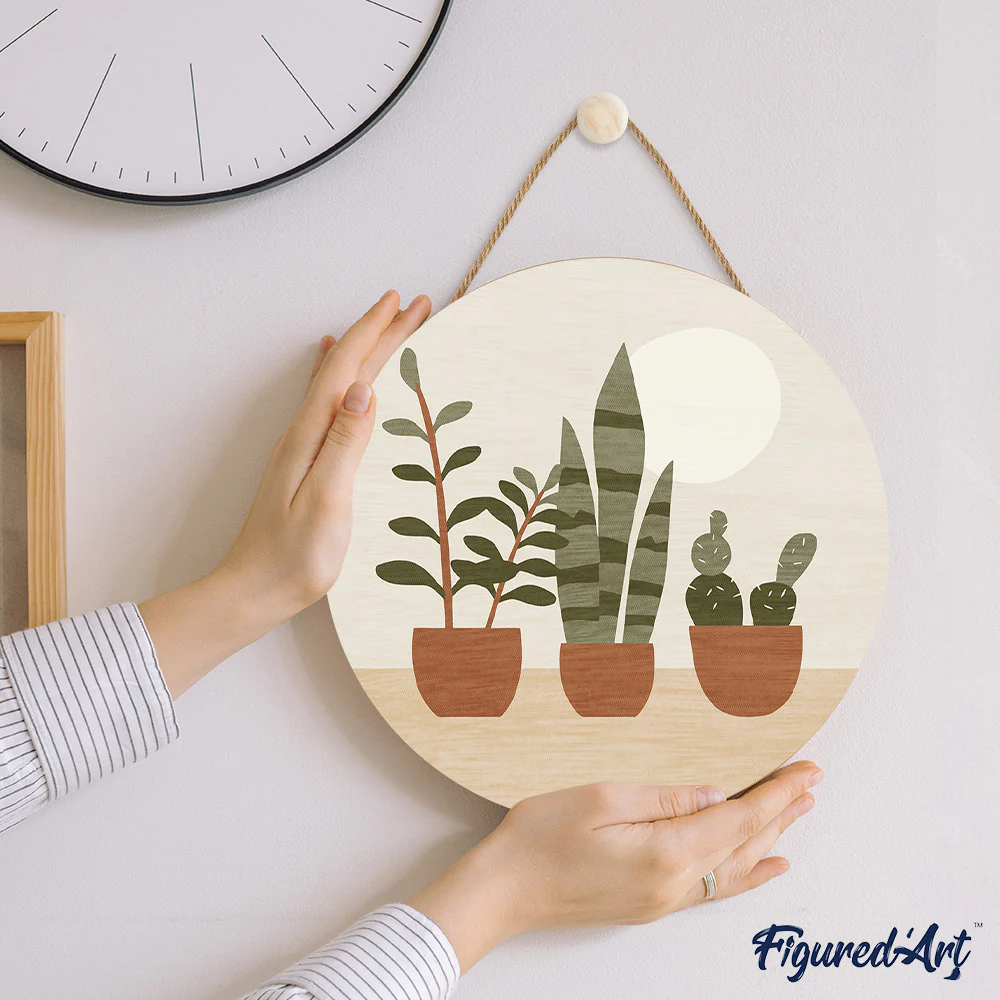 Paint by numbers on Wood Slice - Three plant pots - Image 7