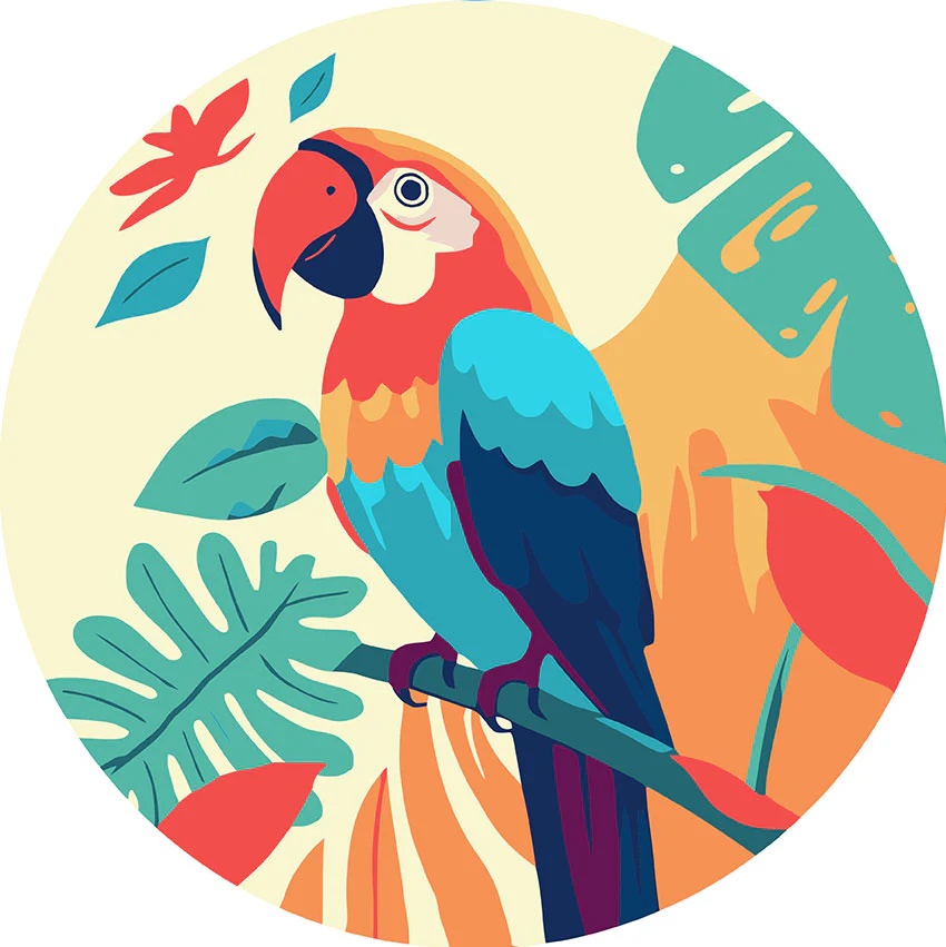 Paint by numbers on Wood Slice - Tropical Parrot - Image 2