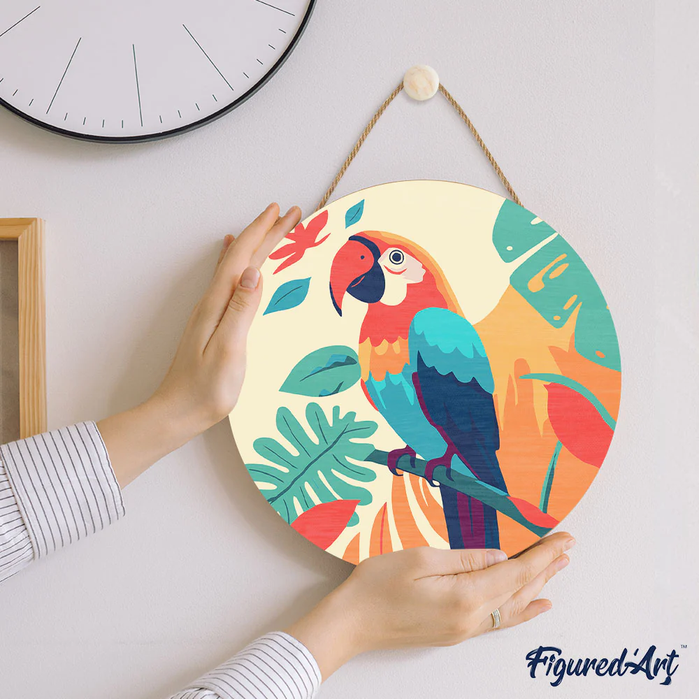 Paint by numbers on Wood Slice - Tropical Parrot - Image 7