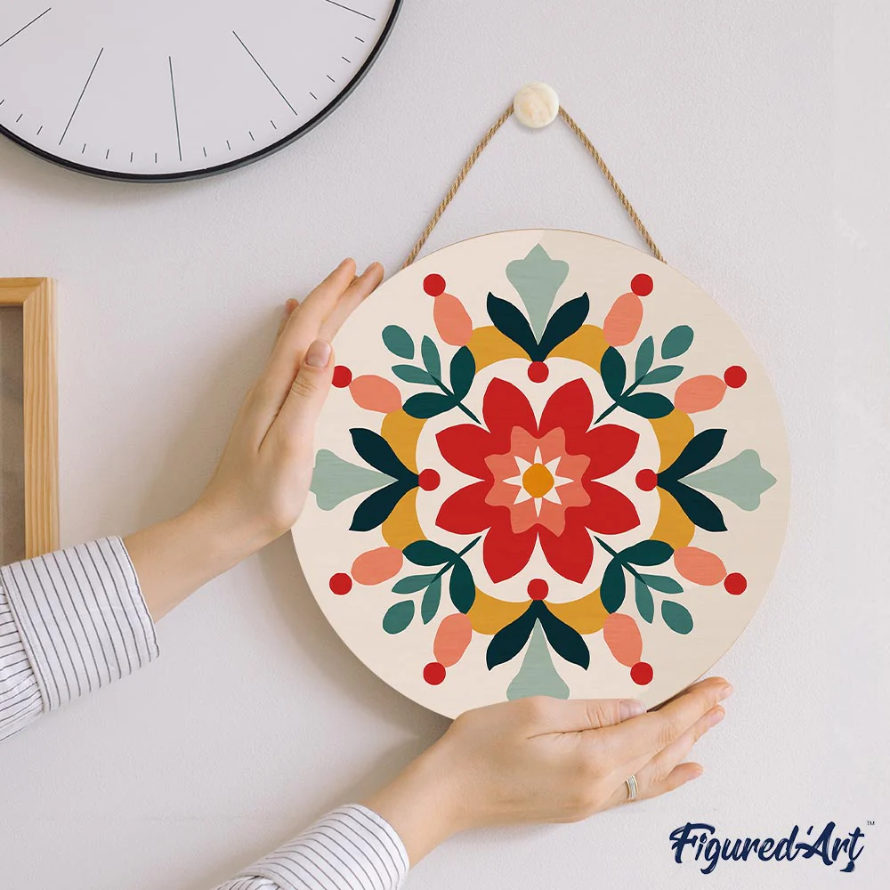 Paint by numbers on Wood Slice - Winter Mandala - Image 7