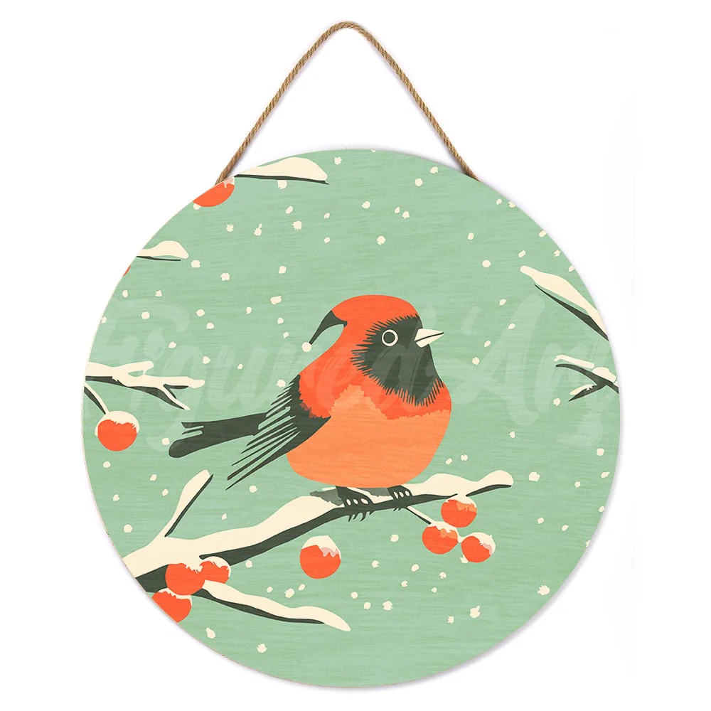 Paint by numbers on Wood Slice - Winter Redbird - Image 2
