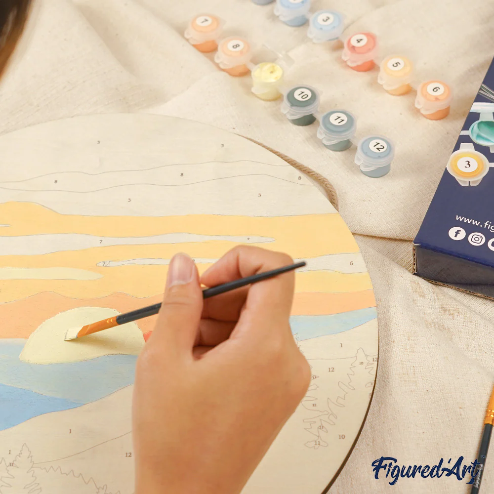 Paint by numbers on Wood Slice - Wolf - Image 12