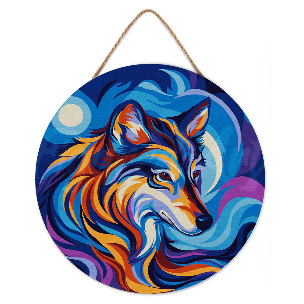 Paint by numbers on Wood Slice - Wolf - Image 2