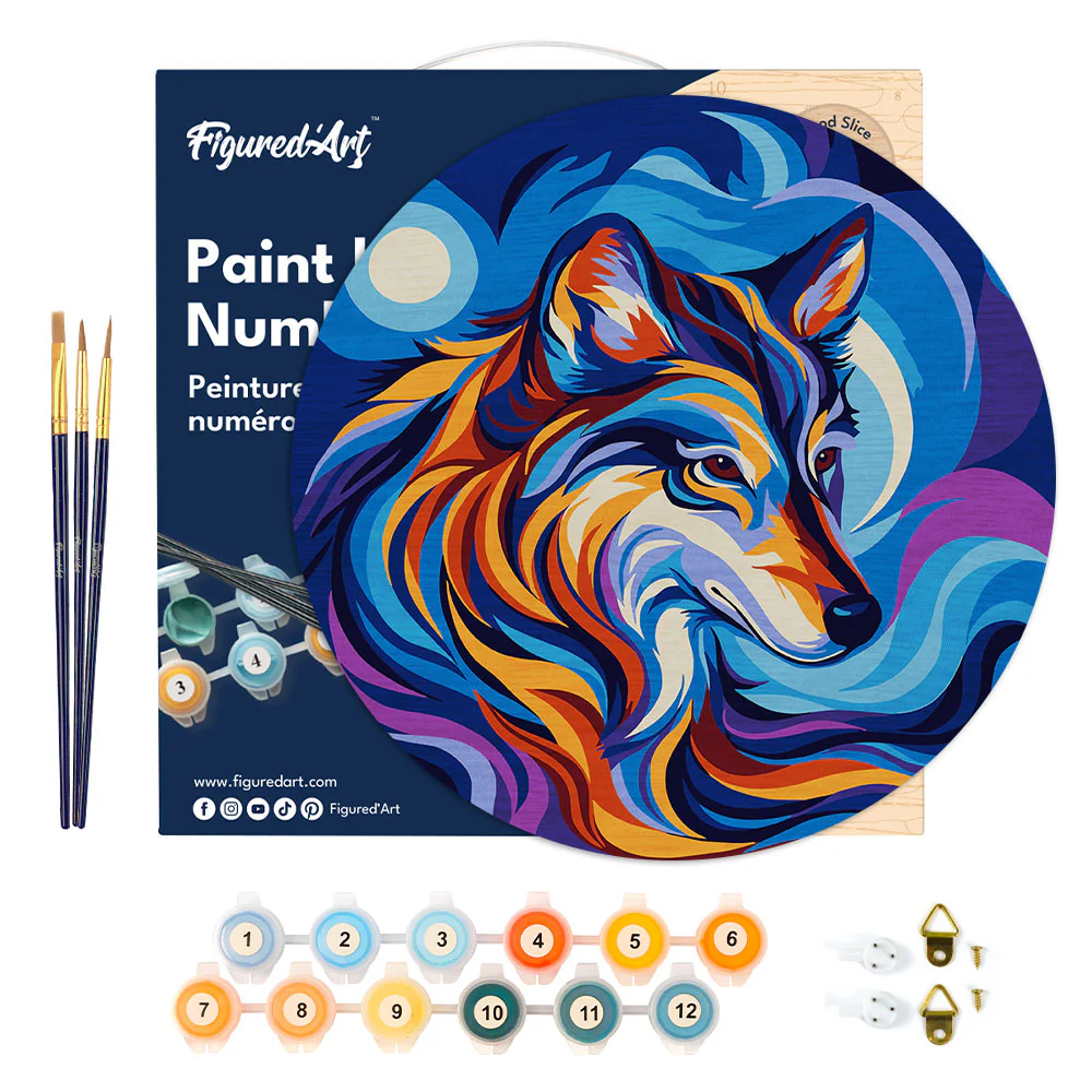 Paint by numbers on Wood Slice - Wolf - Image 6