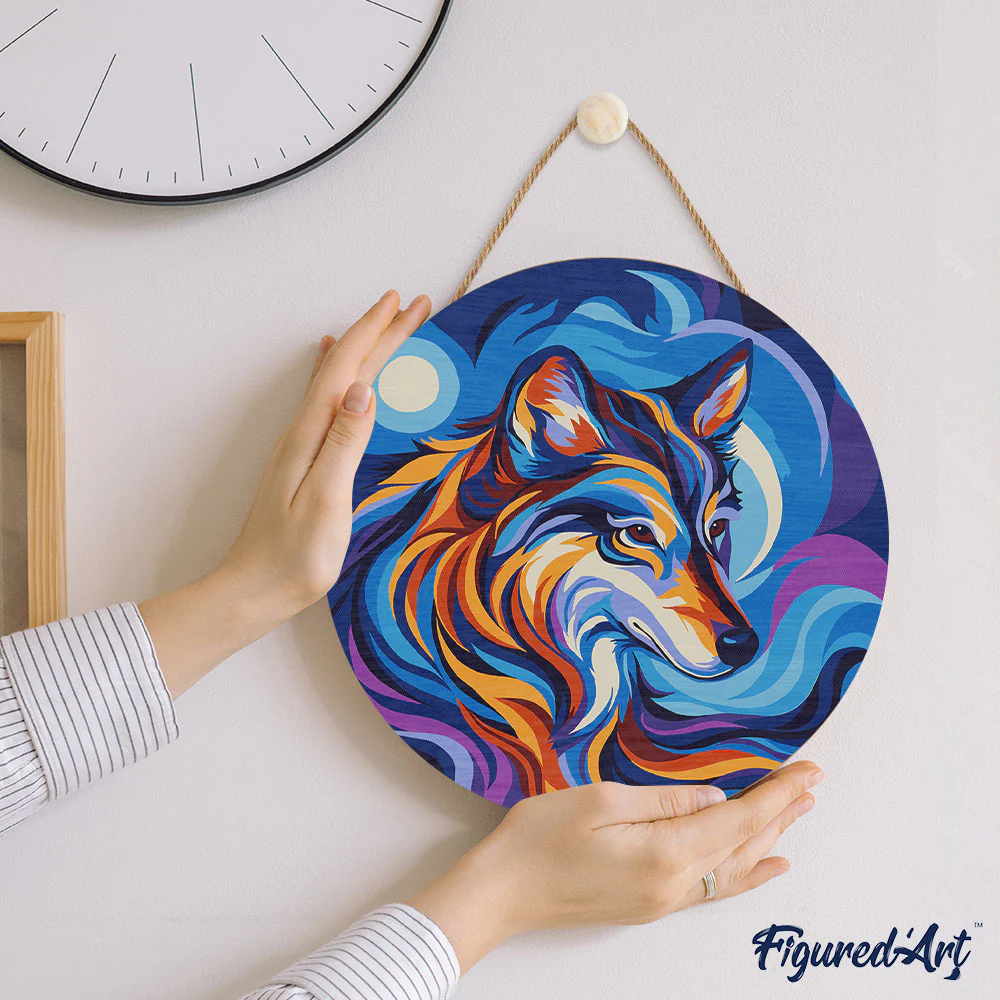 Paint by numbers on Wood Slice - Wolf - Image 7