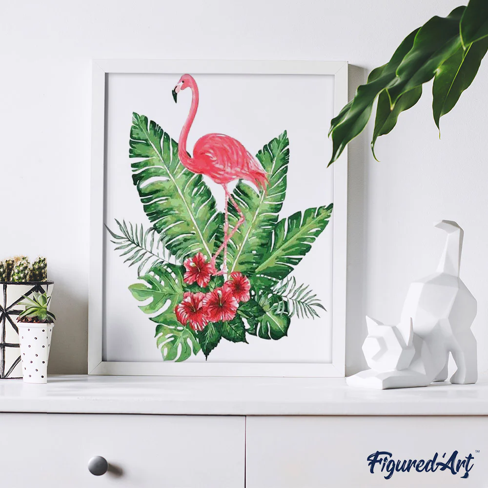 Pink Flamingo and Flowers - Image 3