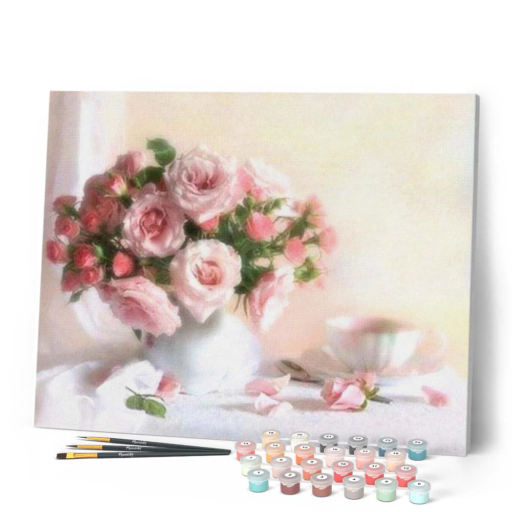 Pink Roses on a white Table - Image 2