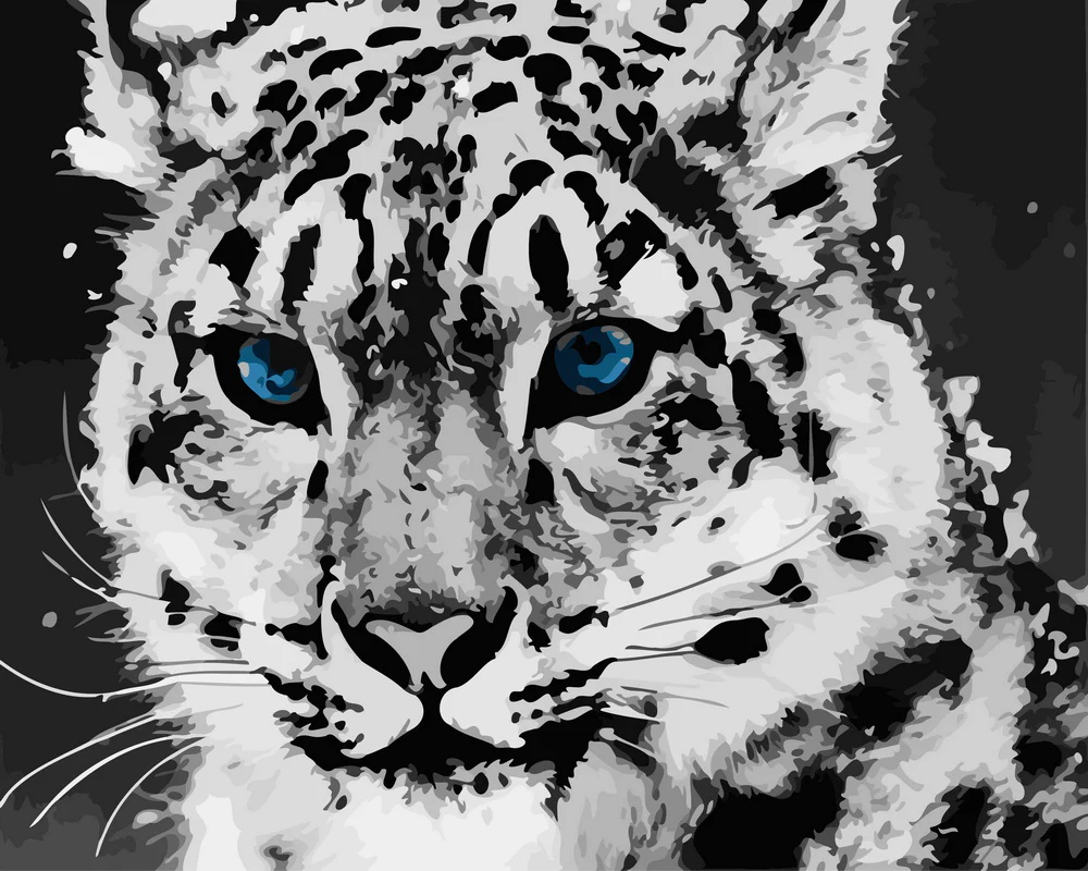 Portrait of a tiger with blue eyes