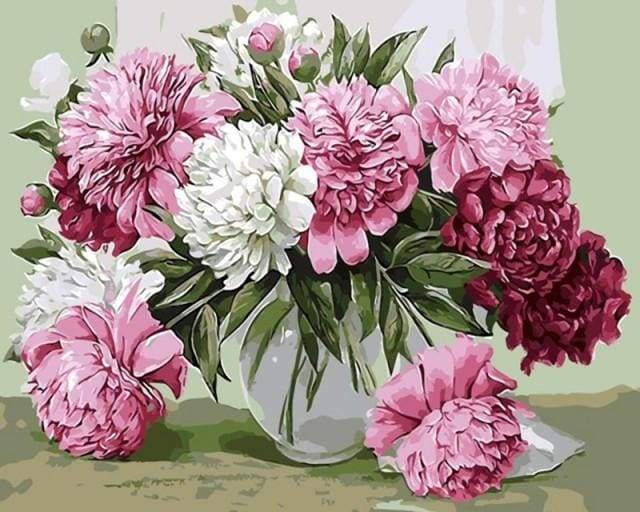 Pretty Peonies in Transparent Vase