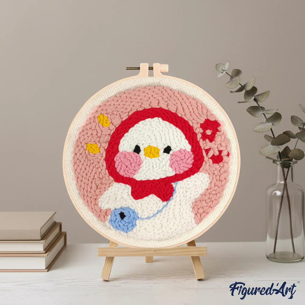 Punch Needle Kit - Baby Duck in a Red Bonnet - Image 3