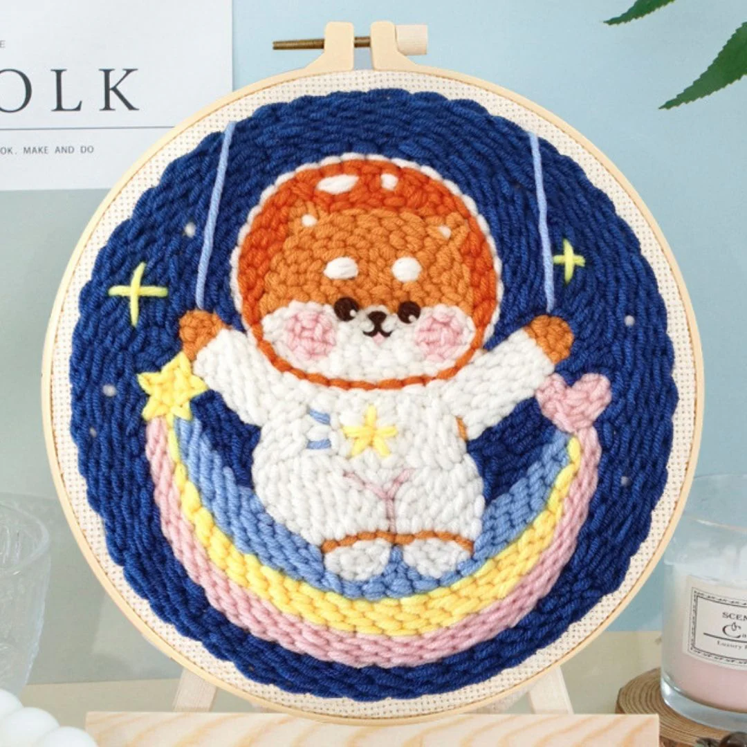 Punch Needle Kit - Cosmonaut Dog and Rainbow