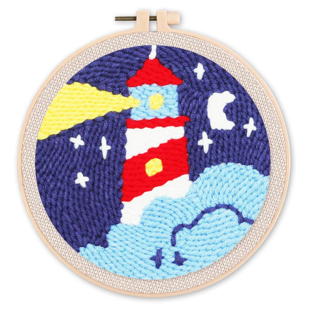 Punch Needle Kit - Lighthouse and Starry Night