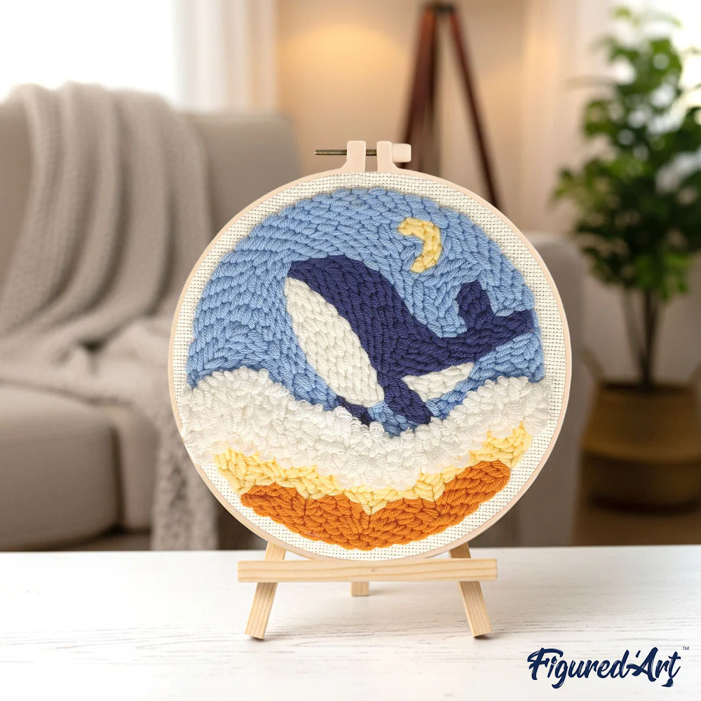 Punch Needle Kit - Sky Blue Whale - Image 3