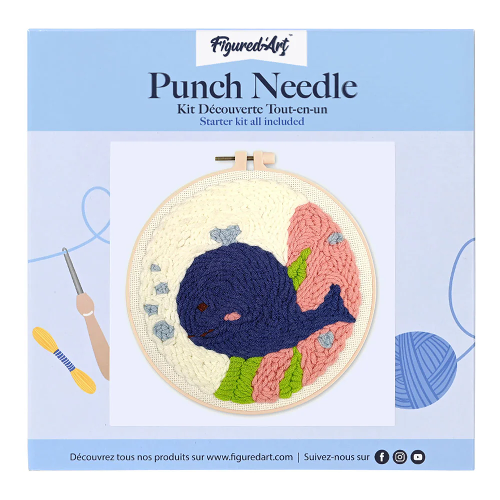 Punch Needle Kit - Smiling Blue Whale - Image 2