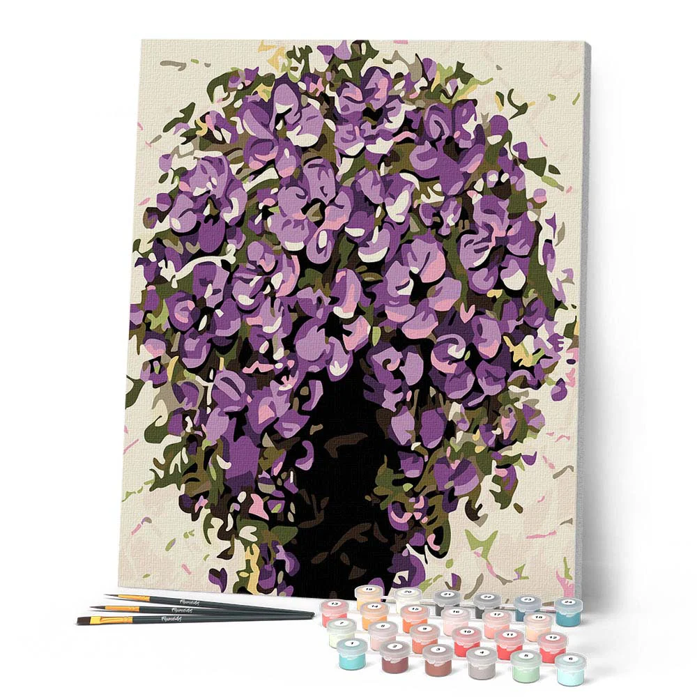Purple Flowers in Vase - Image 2