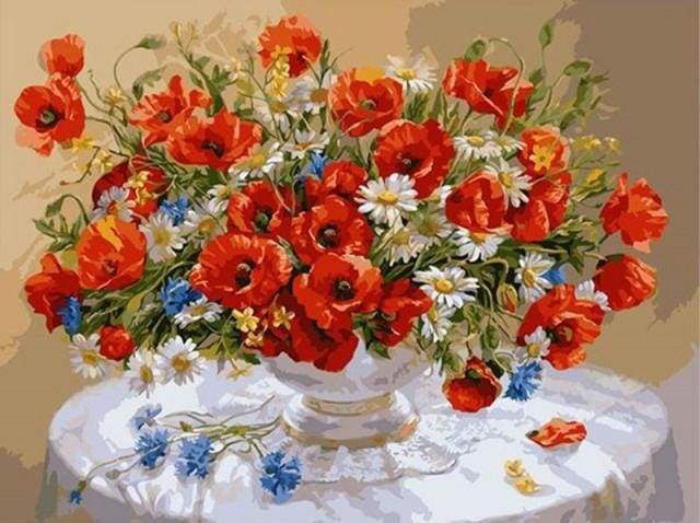 Red Flowers bouquet on a table