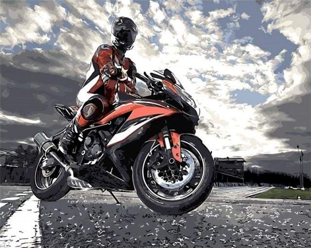 Riding a motorcycle