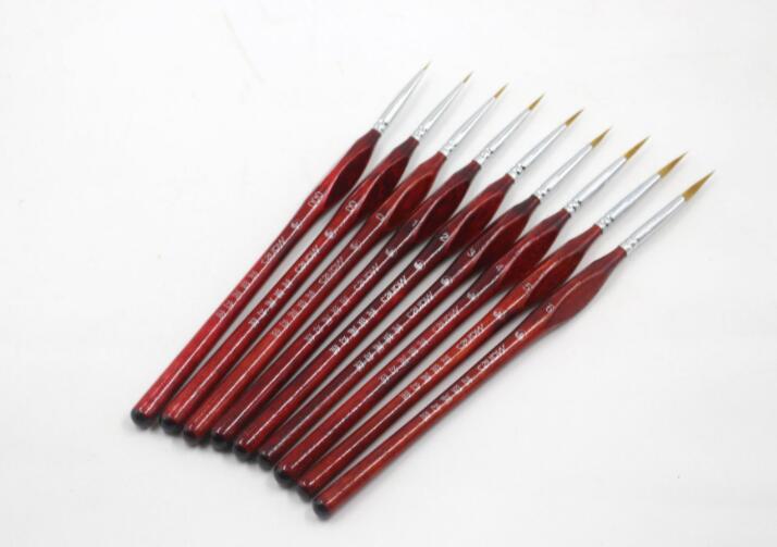 Set of 9 High Quality Red Wooden Paint Brushes - Image 5