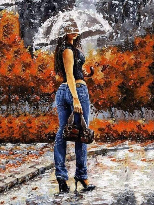Sexy woman under the umbrella