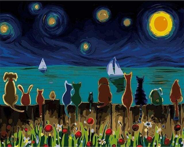 Starry Night with Animals