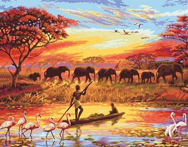 Sunset with Elephants