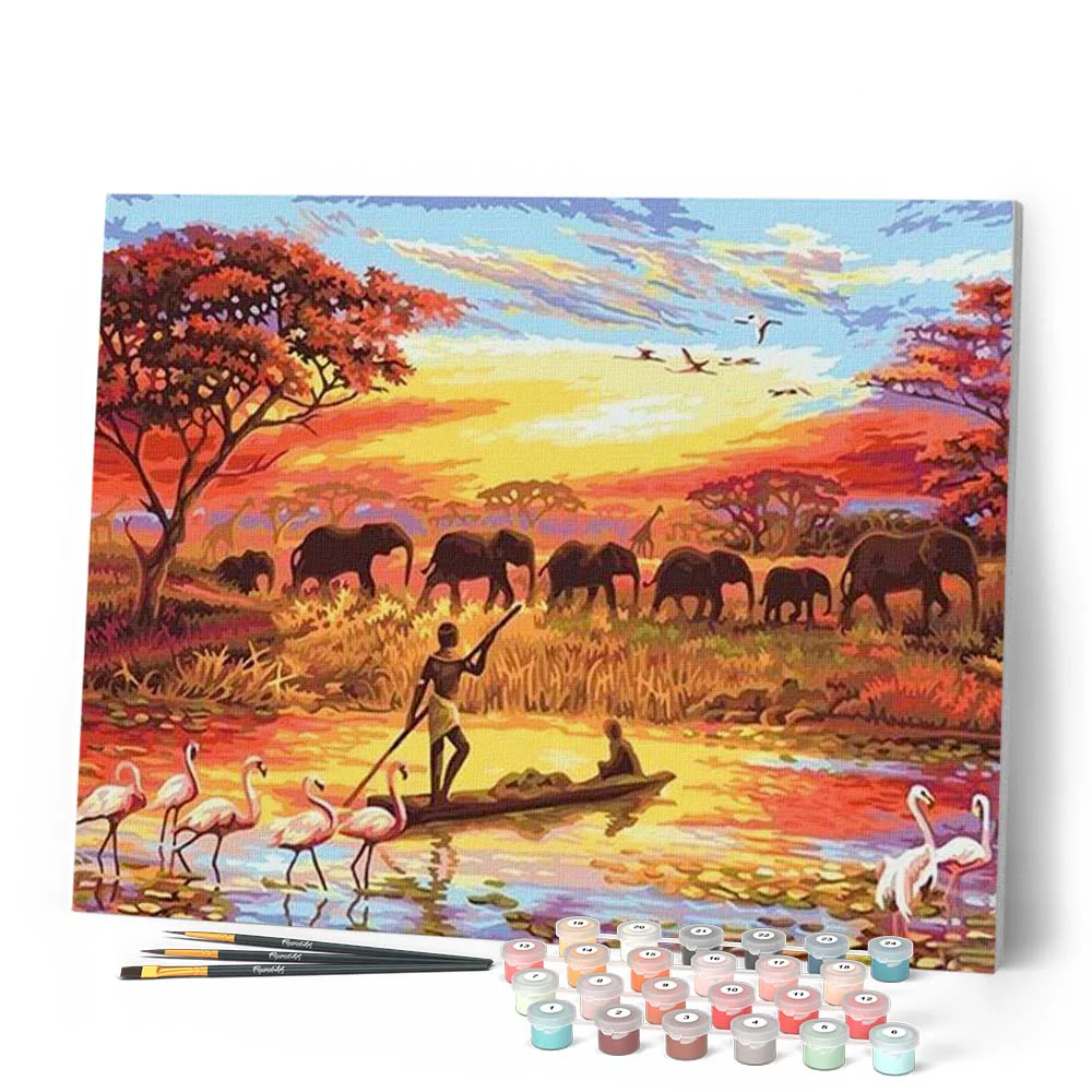 Sunset with Elephants - Image 2