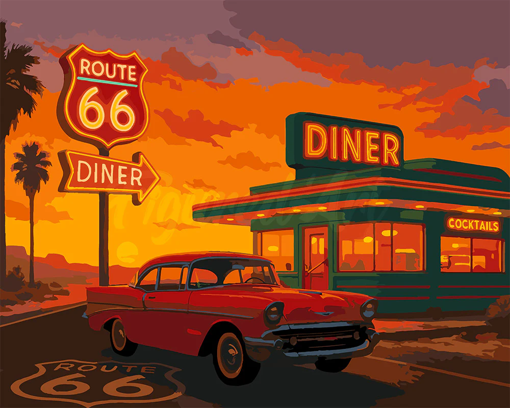 The Diner and Vintage Car