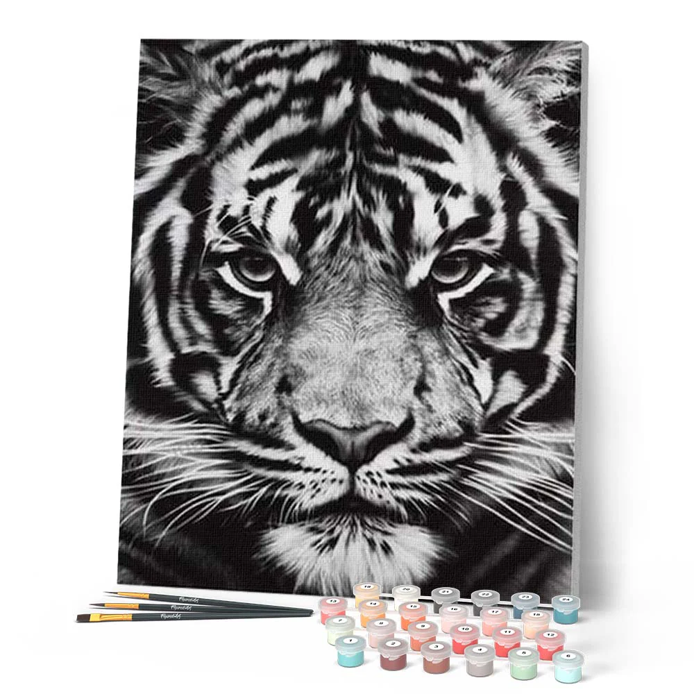 Tiger Head Black And White - Image 2