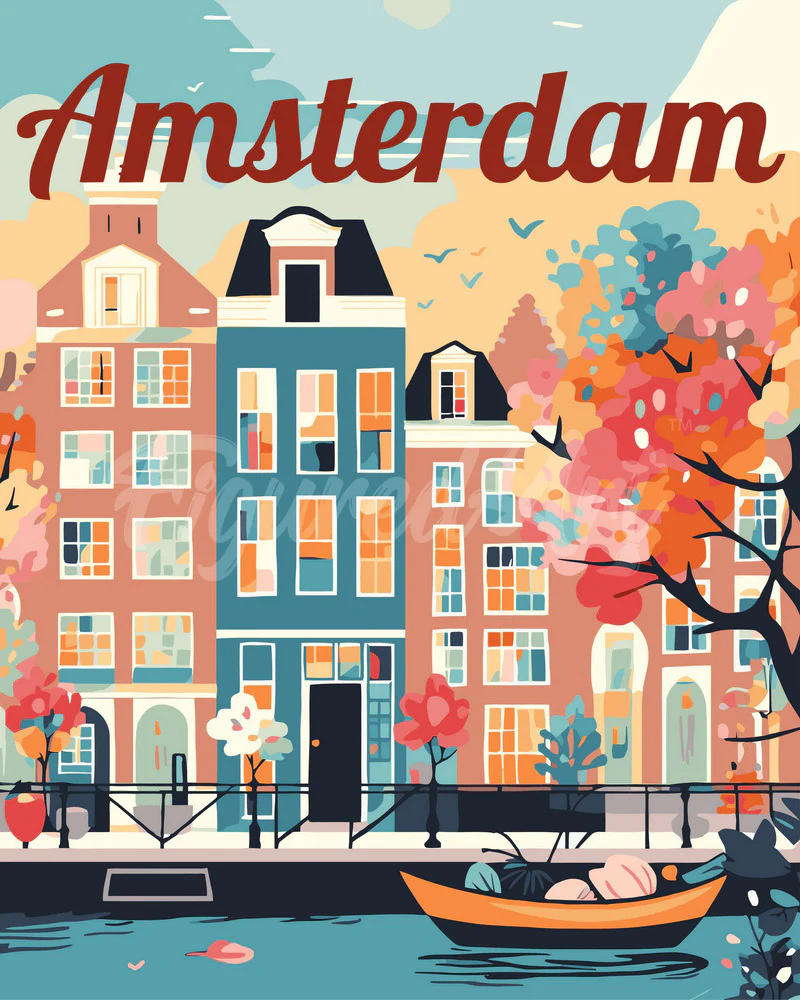 Travel Poster Amsterdam in Bloom