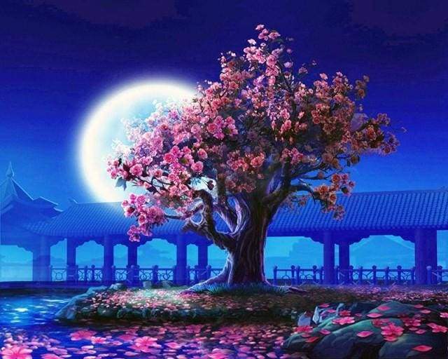 Tree and large moon