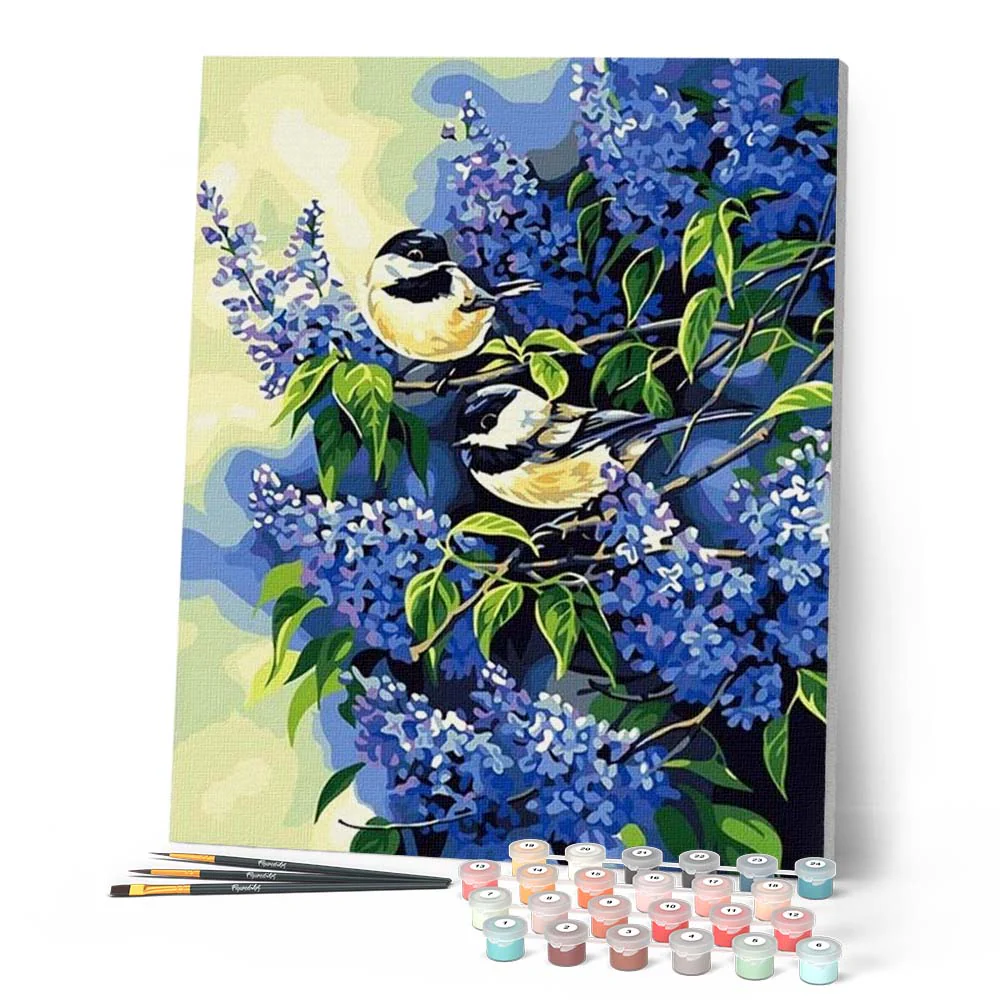 Two birds on a Lilac branch - Image 2