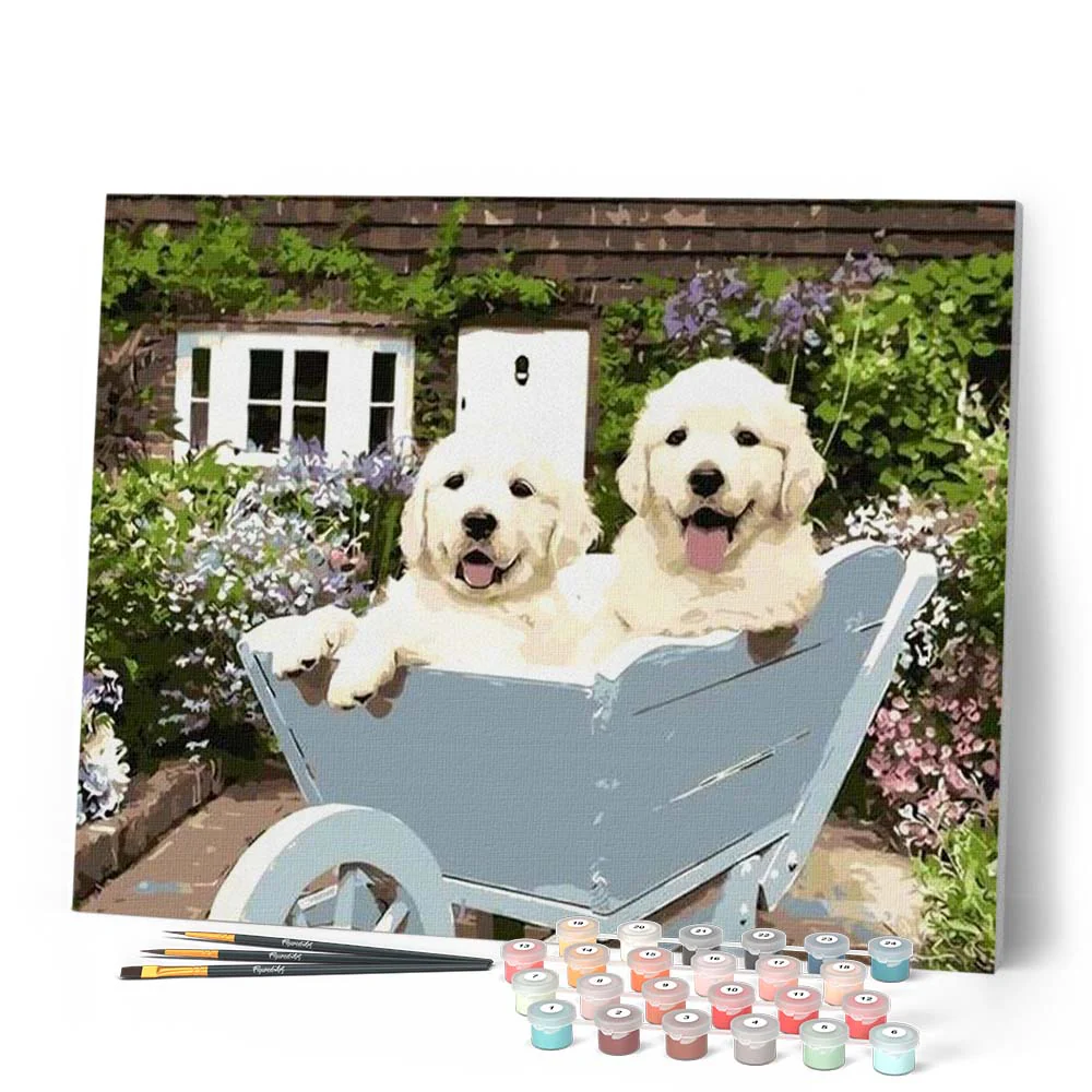 Two Puppies in a Wheelbarrow - Image 2