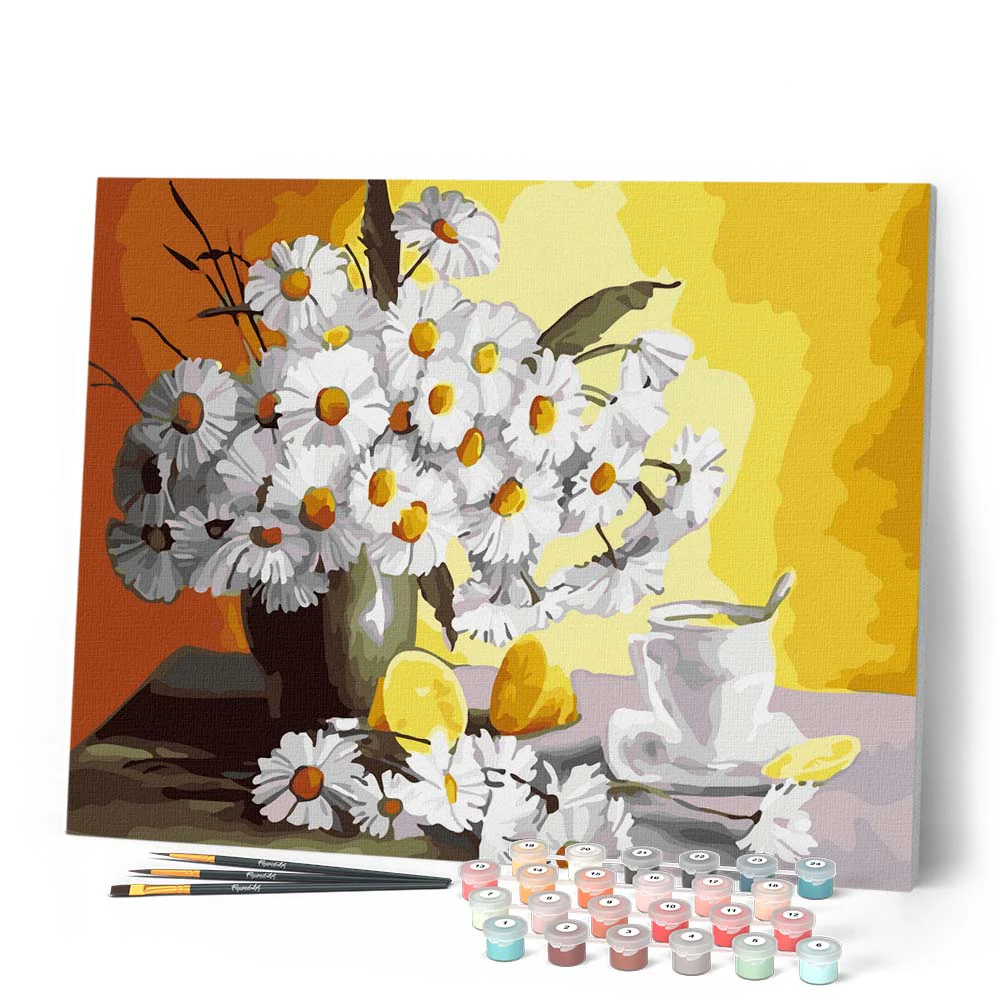 Vase of daisies and tea cup - Image 2