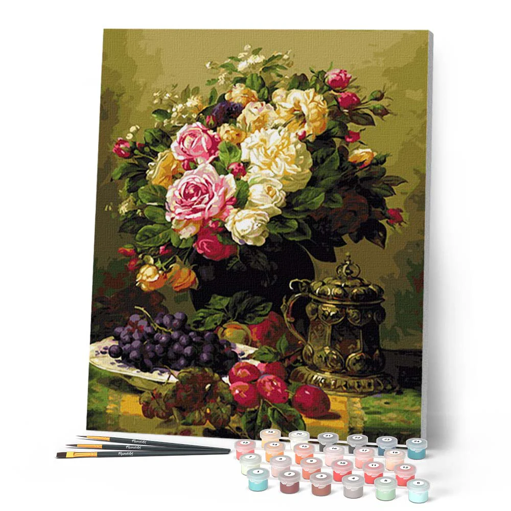 Vase of flowers and Grapes - Image 2