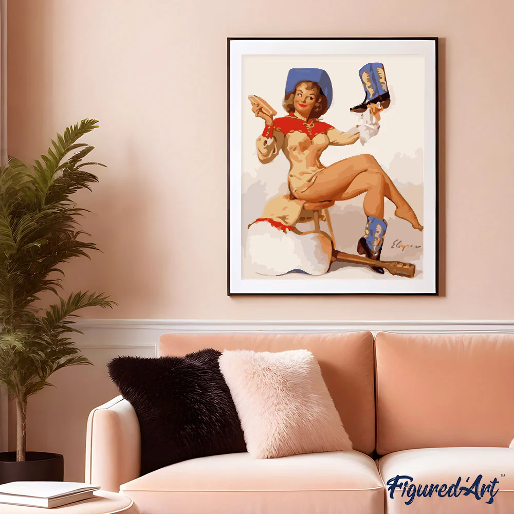 Vintage Pin-up with Blue Boots - Image 3