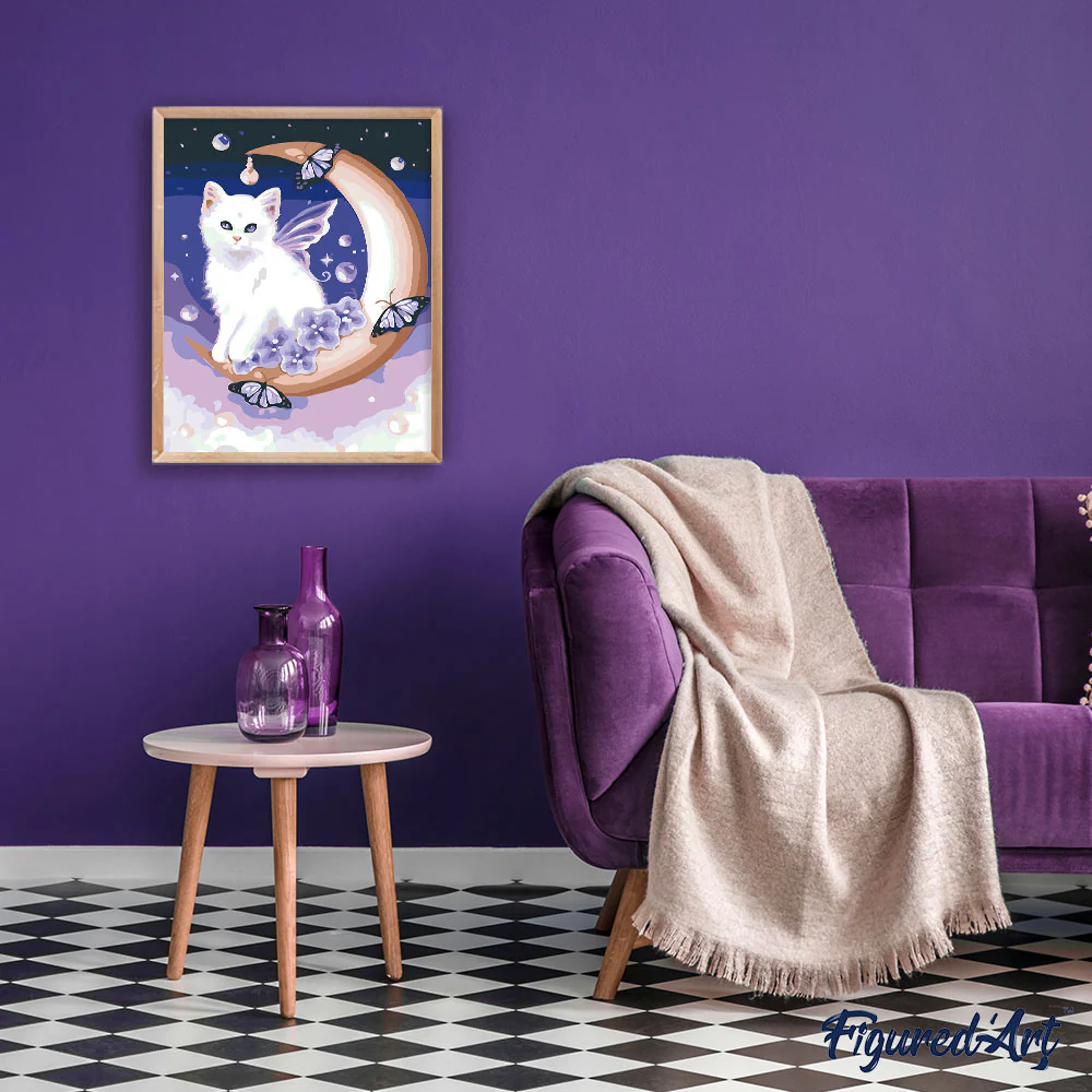 White Cat and Moon - Image 3