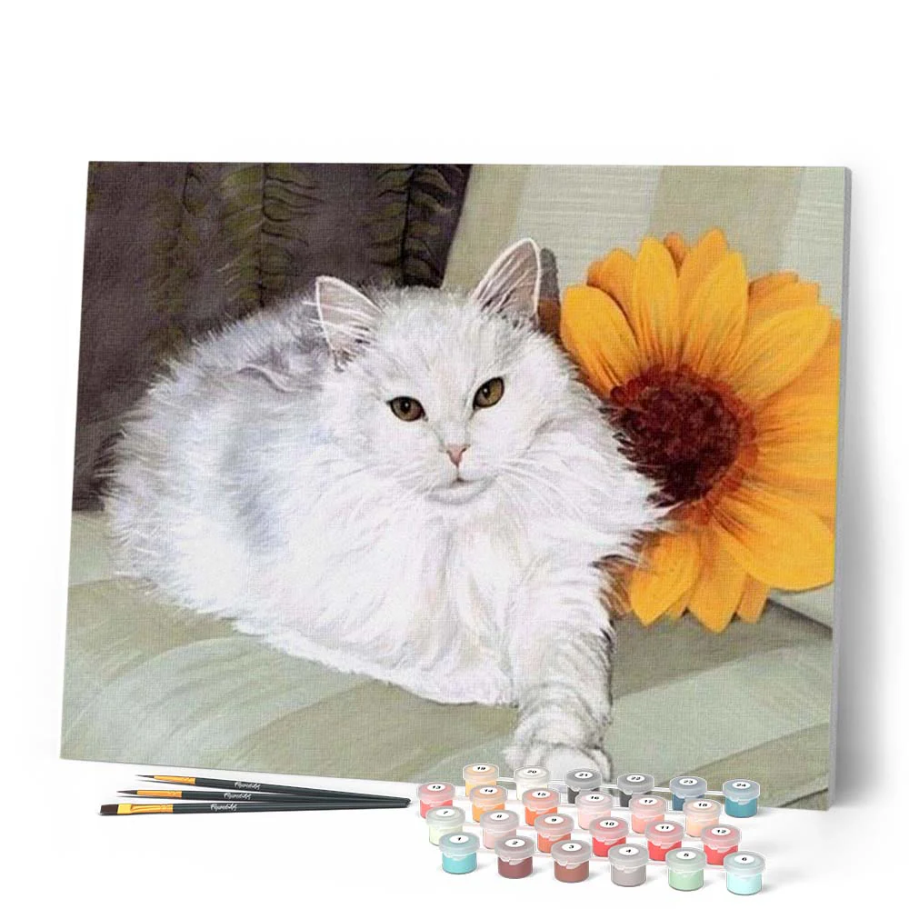 White Cat and Sunflower - Image 2