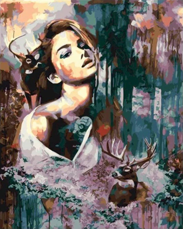Woman and Deer