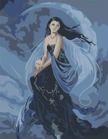 Woman and Moon
