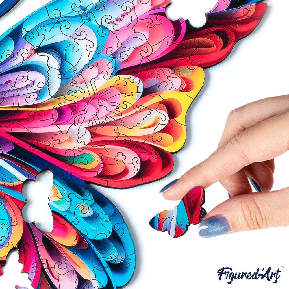 Wooden Puzzle - Beautiful Rainbow Butterfly - Image 5